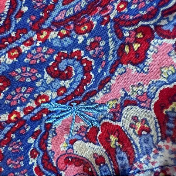 Talbots Colorful Paisley Button-Down Shirt roll tab sleeve lightweight boho - Picture 4 of 9